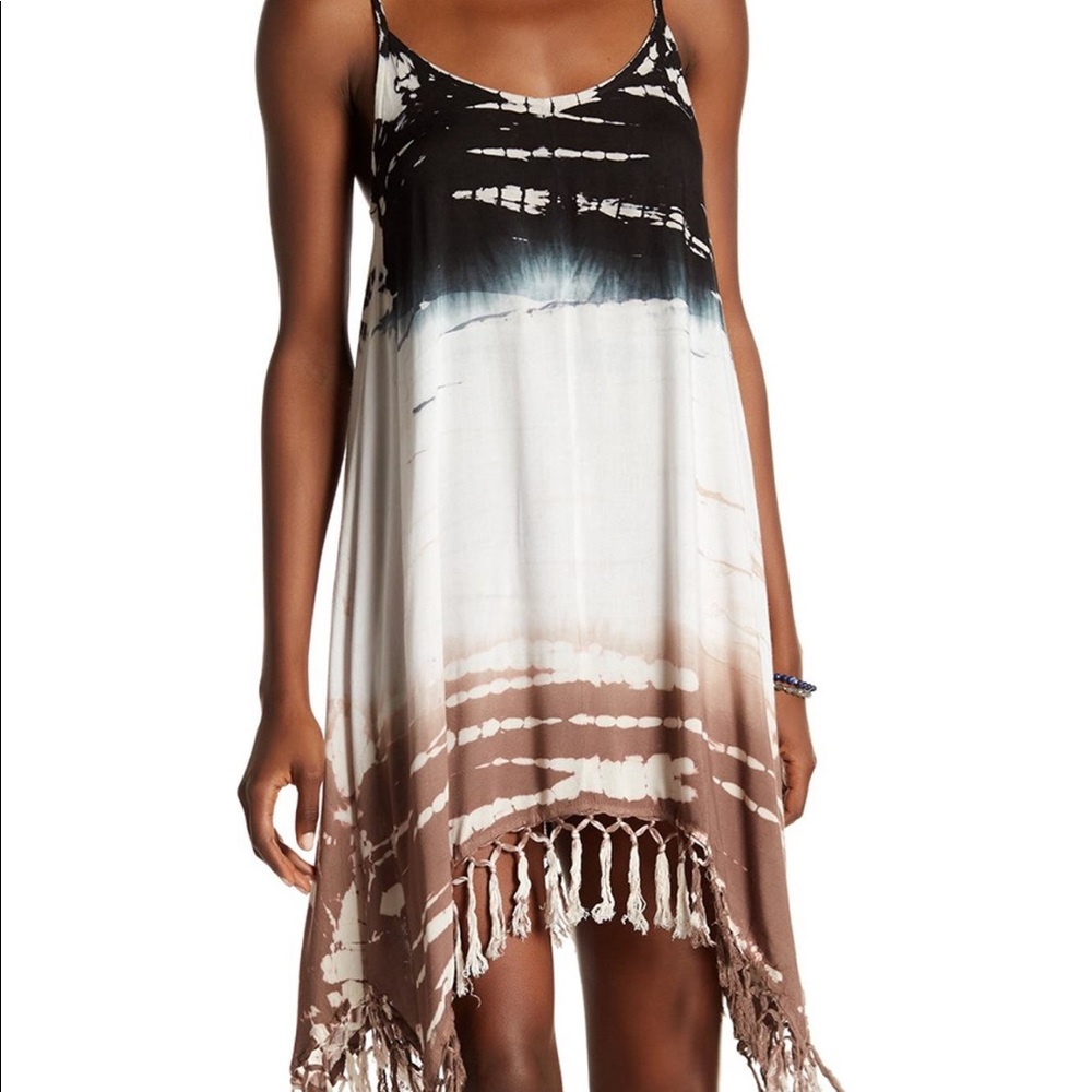 New boho me tie die tassel shift dress size medium